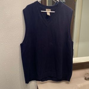 Men's Vintage LL Bean Blank Cotton Knit V-Neck Sweater Vest